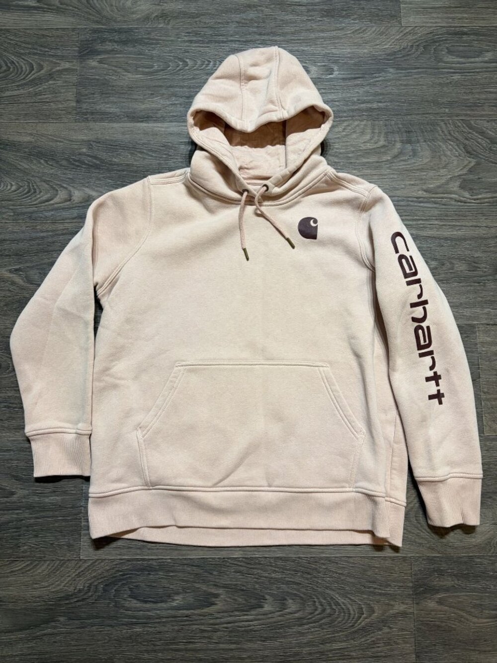 Carhartt Iconic Clarksburg Logo Sweatshirt Hoodie 1X Ash Rose Pink Casual Wear